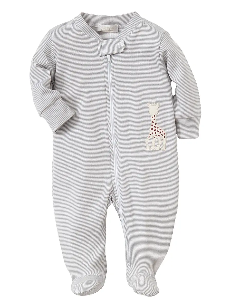 Kissy Kissy Baby's Sophie Striped Cotton Pajama Footie - Grey 6 Months | Image 1 Kissy Kissy Baby's Sophie Striped Cotton Pajama Footie - Grey 6 Months | Image 1
