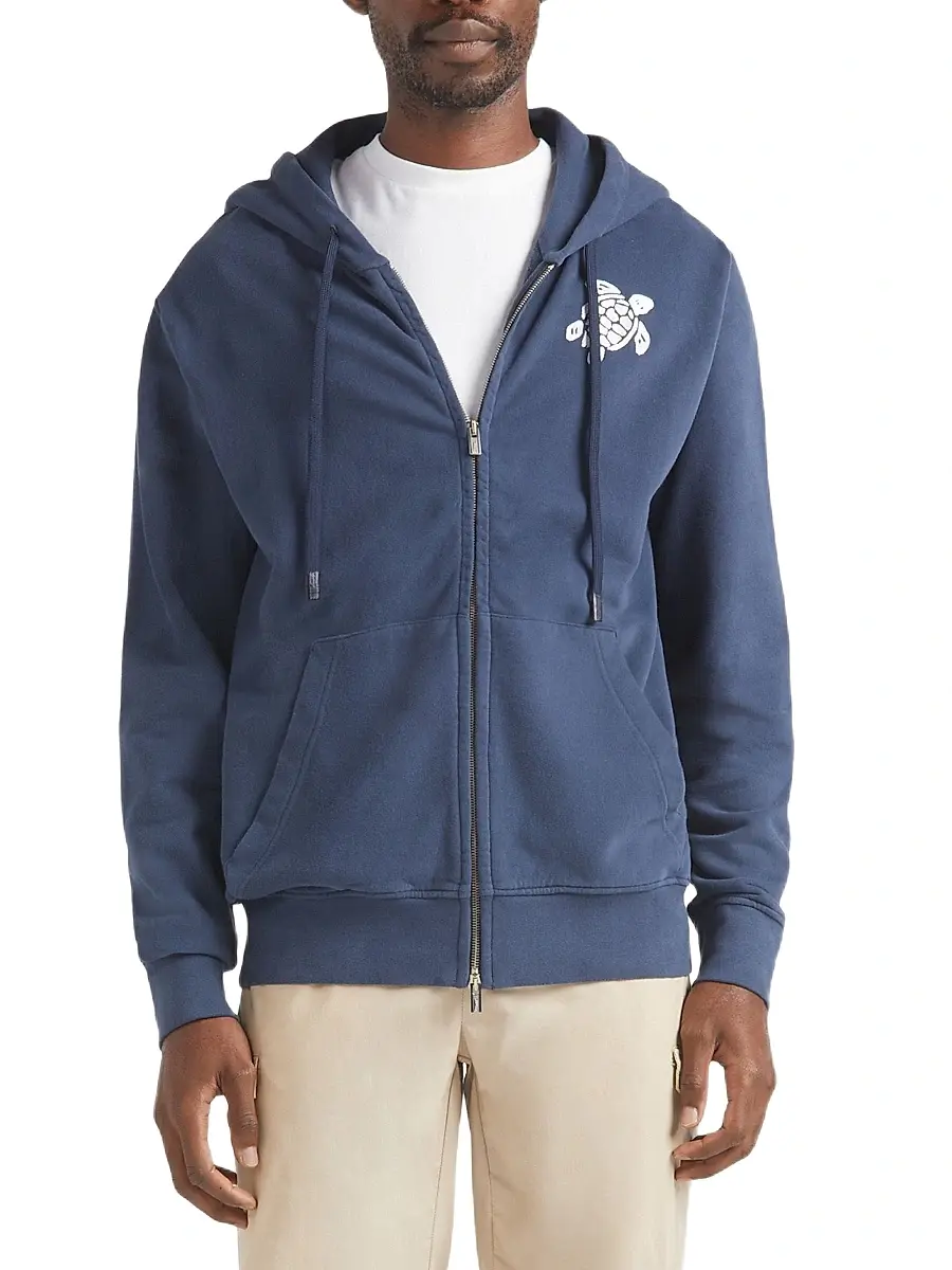 Vilebrequin Men's Big Turtle Embroidery Cotton Full-Zip Hoodie | Thumbnail 3 Vilebrequin Men's Big Turtle Embroidery Cotton Full-Zip Hoodie | Thumbnail 3