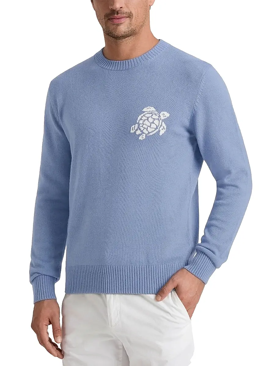 Vilebrequin Men's Turtle Cotton-Cashmere Crewneck Sweater | Thumbnail 3 Vilebrequin Men's Turtle Cotton-Cashmere Crewneck Sweater | Thumbnail 3