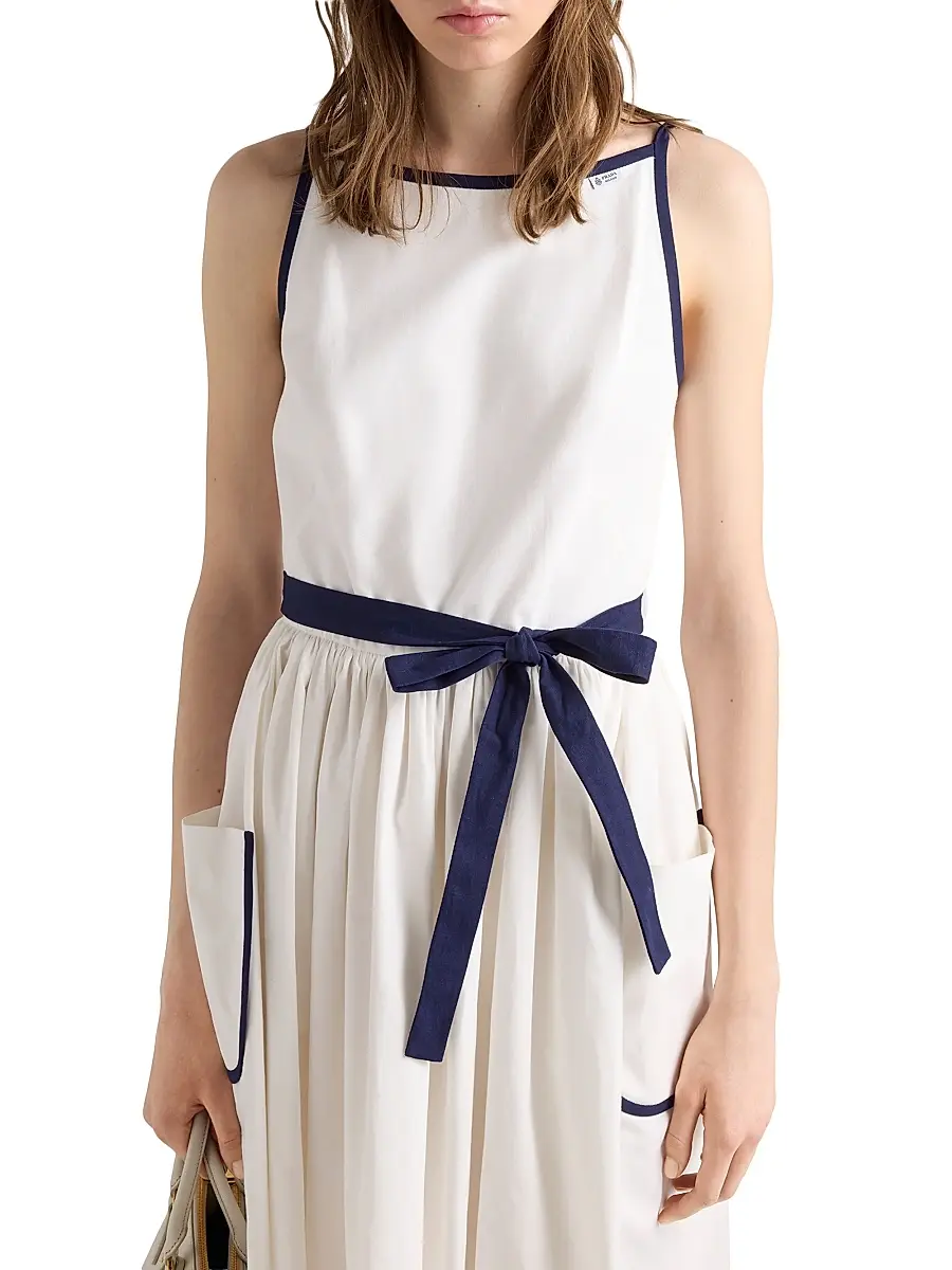 Prada Women's Slubbed Toile Dress | Thumbnail 4 Prada Women's Slubbed Toile Dress | Thumbnail 4