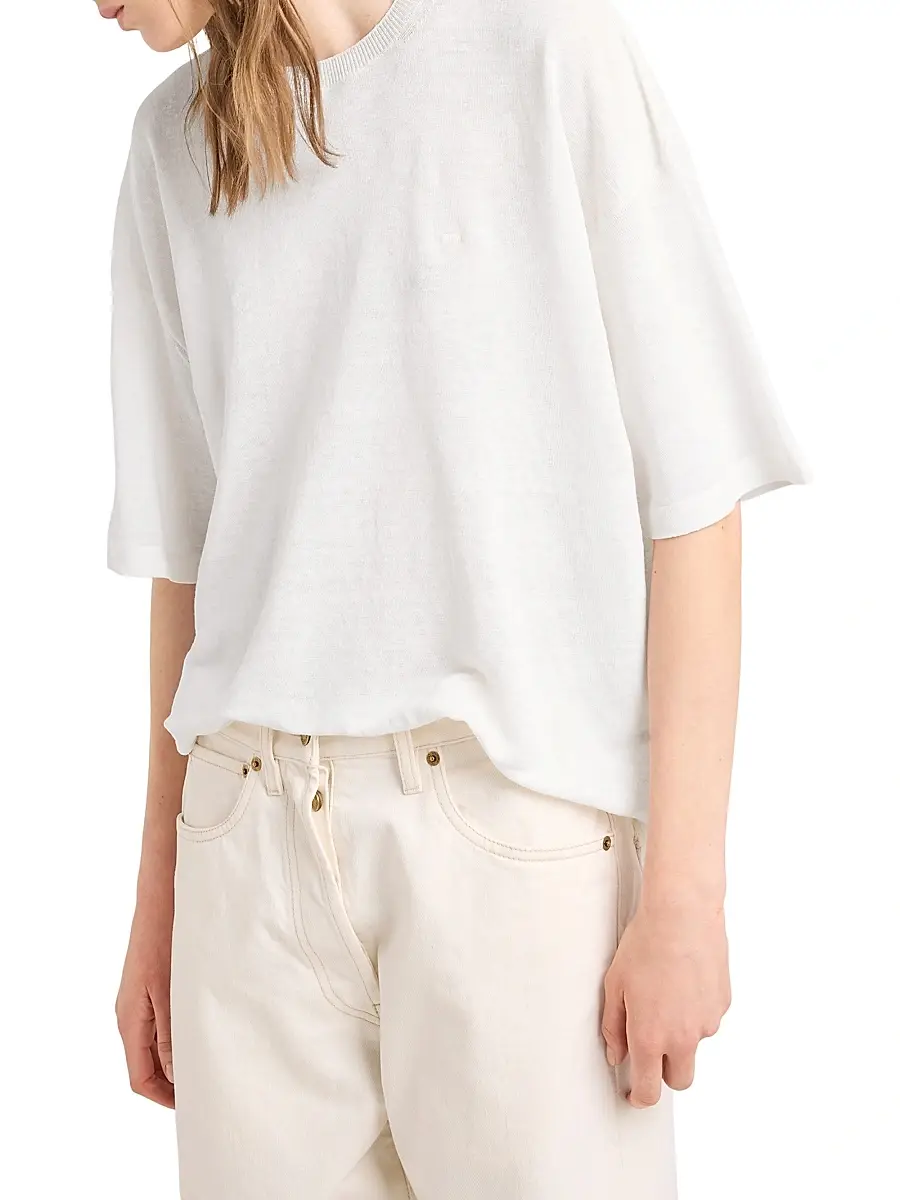 Prada Women's Short-Sleeved Linen T-Shirt | Thumbnail 3 Prada Women's Short-Sleeved Linen T-Shirt | Thumbnail 3