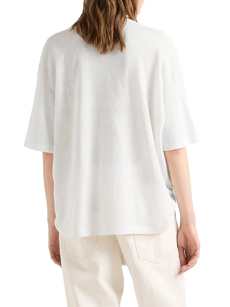 Prada Women's Short-Sleeved Linen T-Shirt | Thumbnail 4 Prada Women's Short-Sleeved Linen T-Shirt | Thumbnail 4