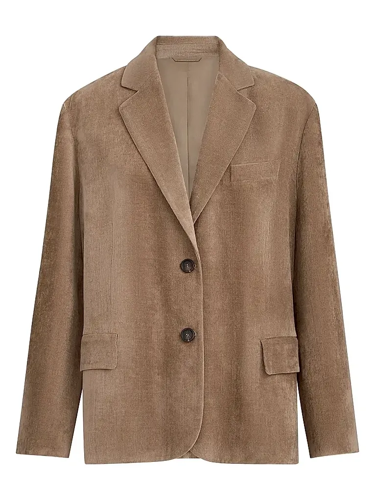 Women's Fluid Corduroy Blazer with Monili - Espresso