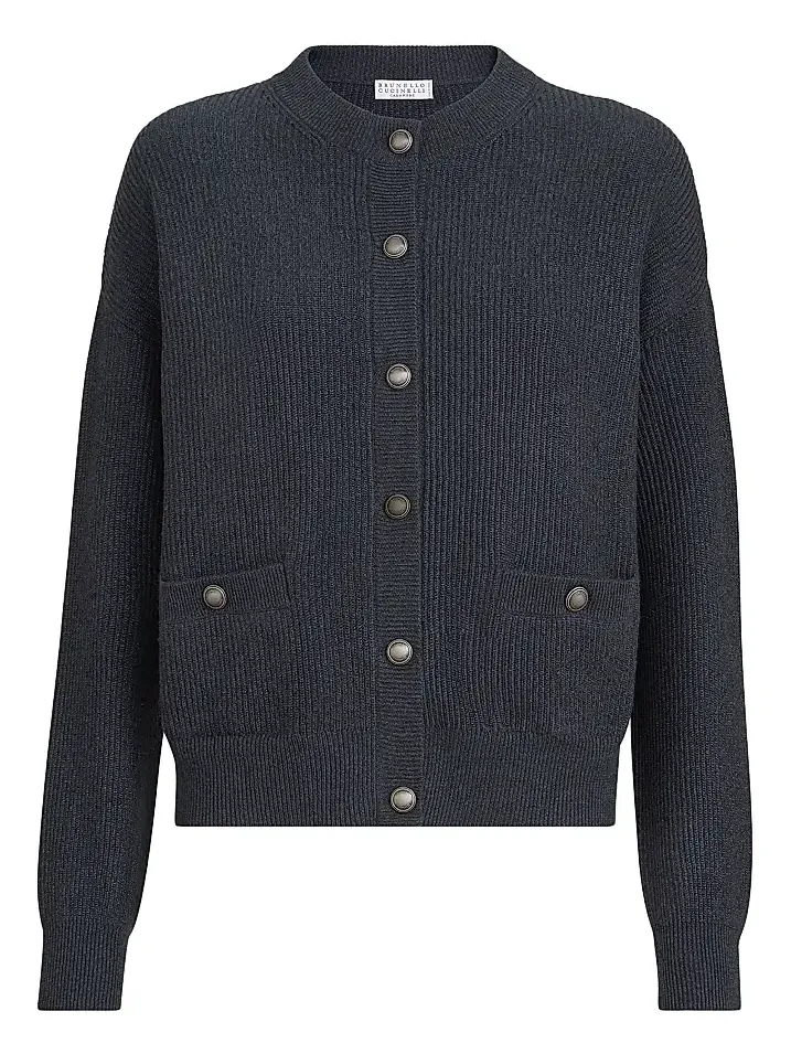 Women's Sparkling Cashmere English Rib Cardigan Women's Sparkling Cashmere English Rib Cardigan