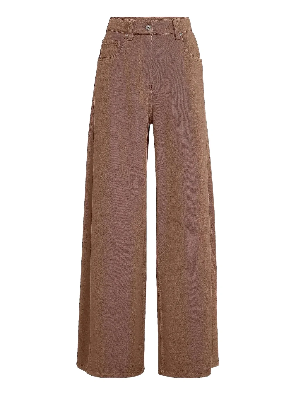 Women's Dyed Denim Wide Jeans with Monili - Brown