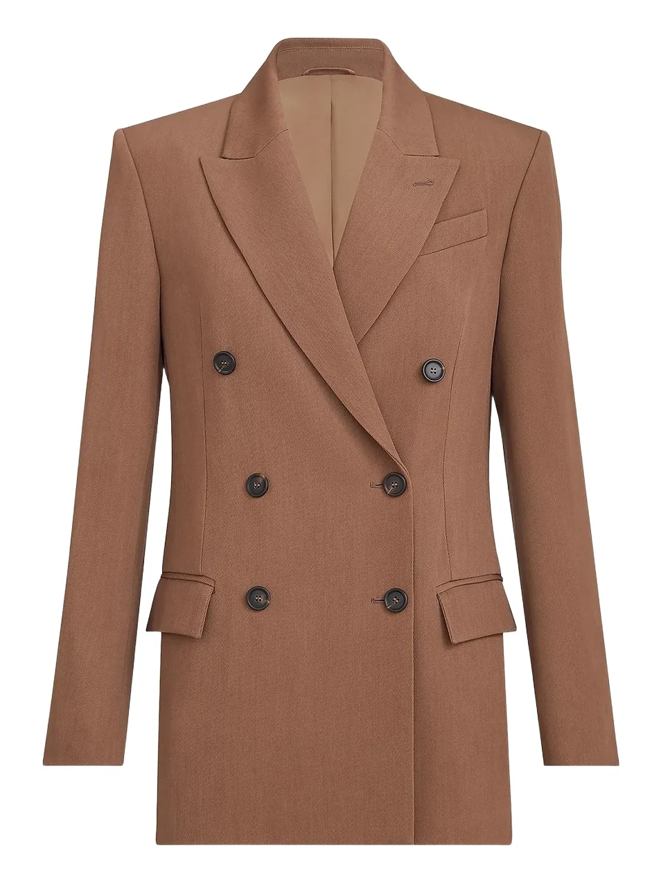 Women's Virgin Wool and Viscose Tricotine Blazer with Monili - Brown