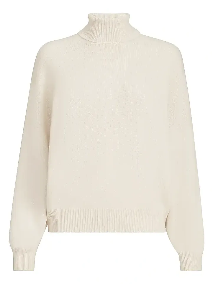 Women's Cashmere Turtleneck Sweater with Monili - Butter