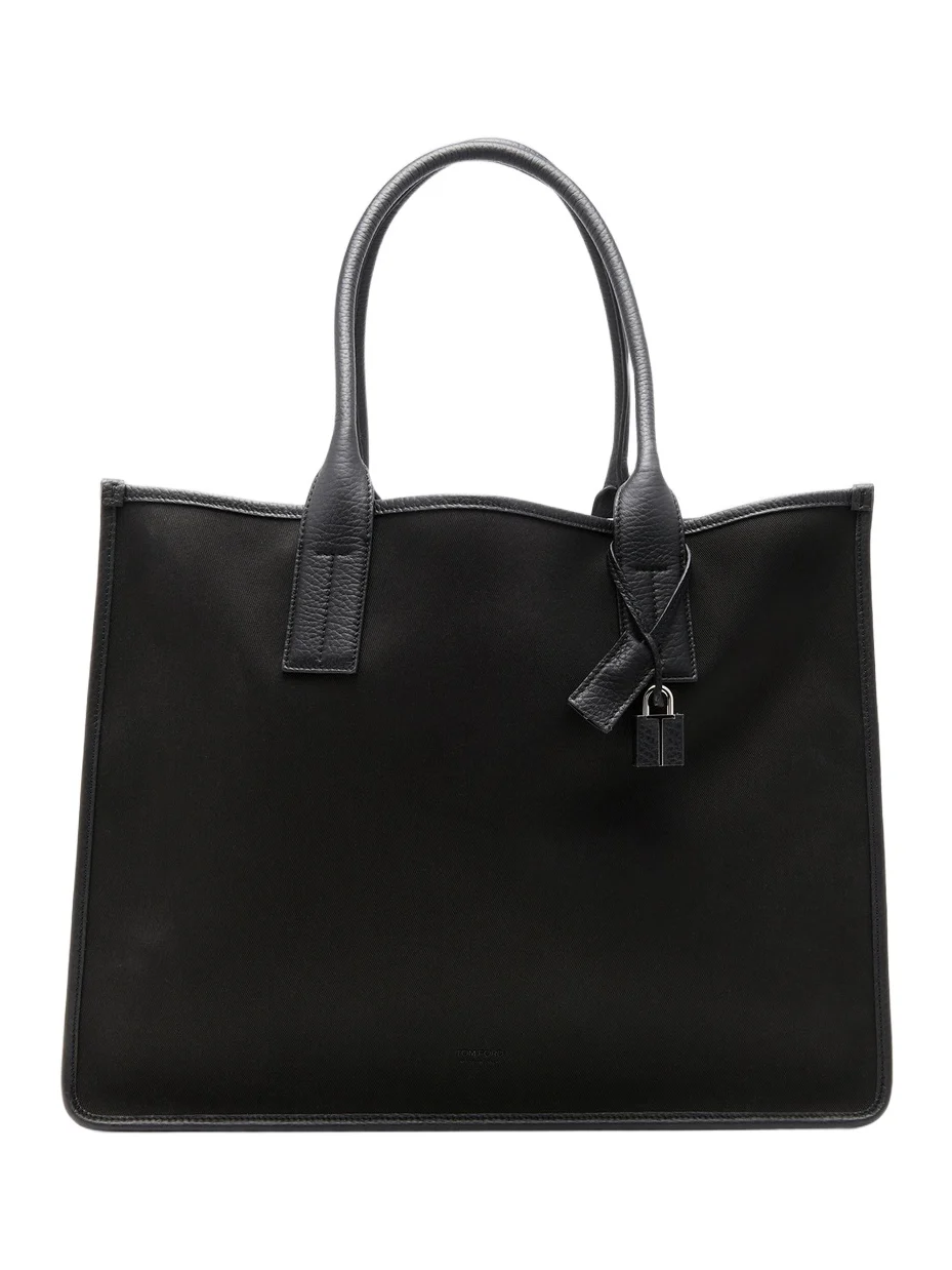 Men's Canvas & Leather East-West Tote Bag Men's Canvas & Leather East-West Tote Bag