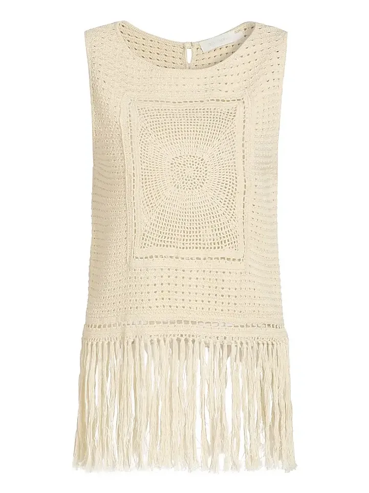 Women's Indra Crochet Fringe Cotton Tank Women's Indra Crochet Fringe Cotton Tank