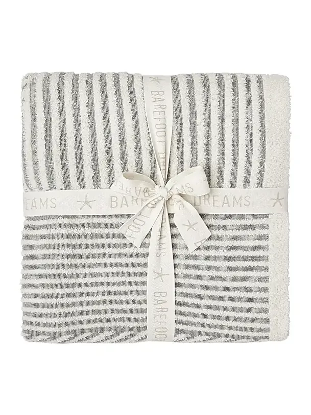 Barefoot Dreams CozyChic Mixed Striped Cotton-Blend Throw Blanket