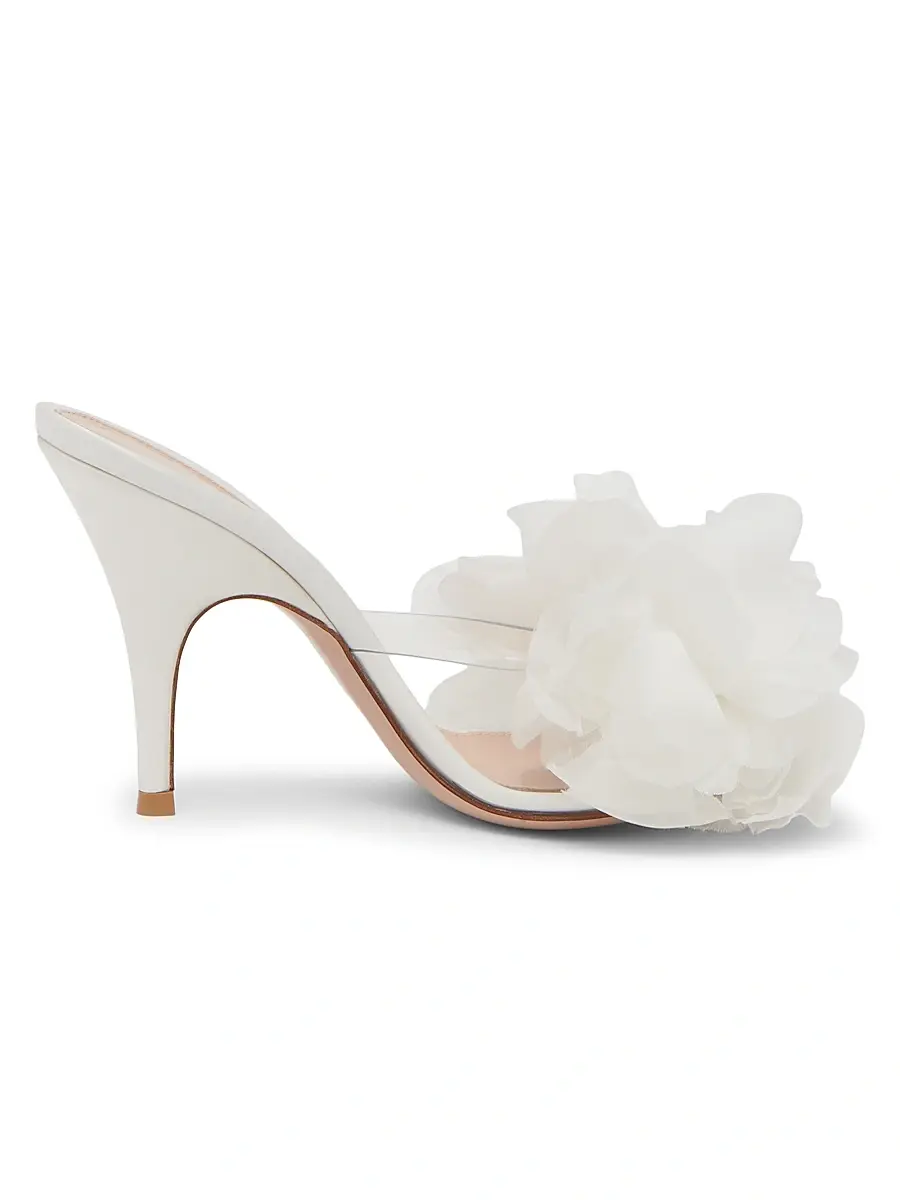 Gianvito Rossi Women's 95MM Tulle Floral-Appliquéd Sandals