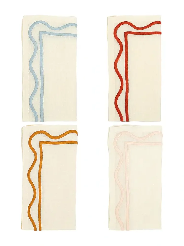 Misette Embroidered Linen Napkins Set Of 4