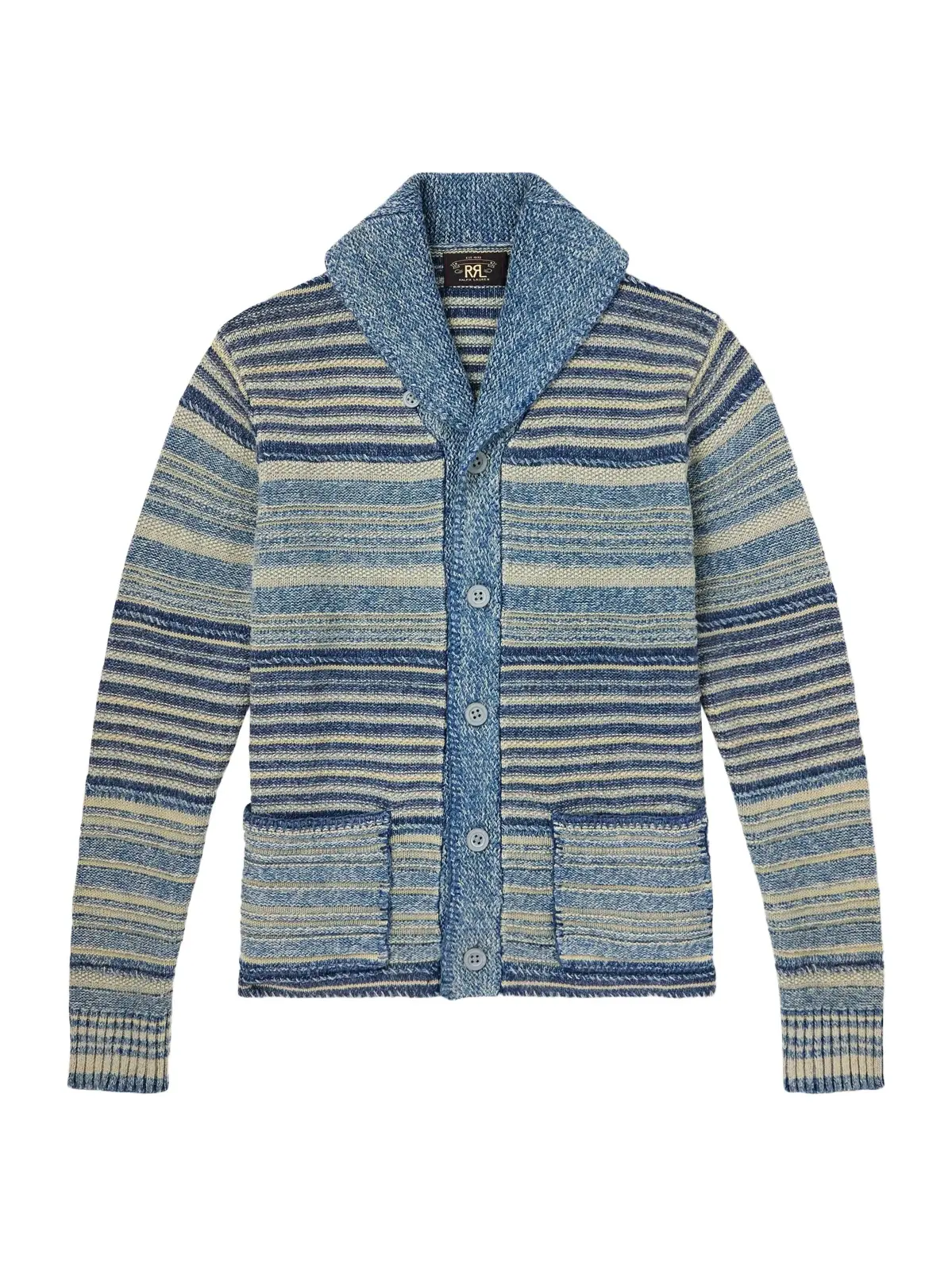 Shawl-Collar Striped Cotton and Linen-Blend Cardigan - Men Shawl-Collar Striped Cotton and Linen-Blend Cardigan - Men