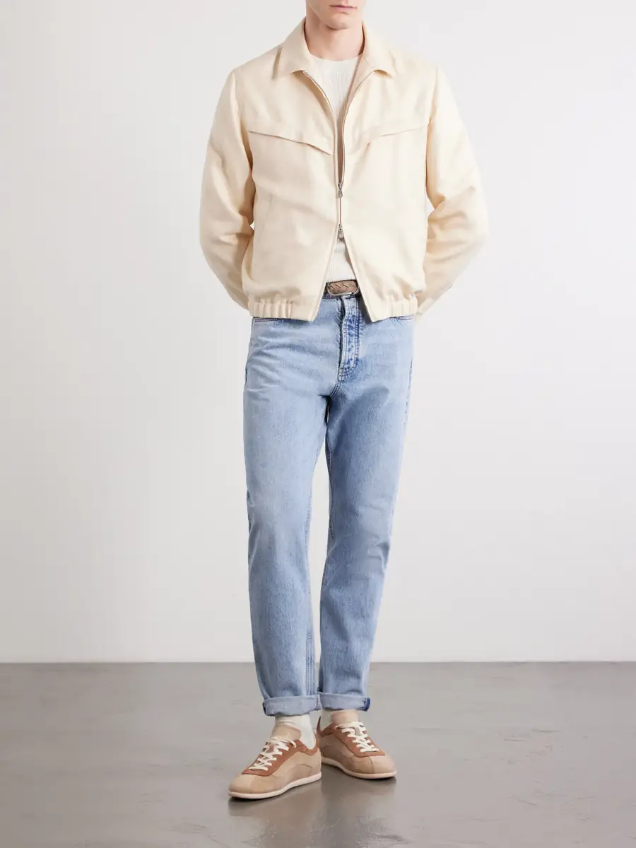 Brunello Cucinelli Herringbone Wool, Silk and Linen-Blend Blouson Jacket - Men | Thumbnail 2 Brunello Cucinelli Herringbone Wool, Silk and Linen-Blend Blouson Jacket - Men | Thumbnail 2