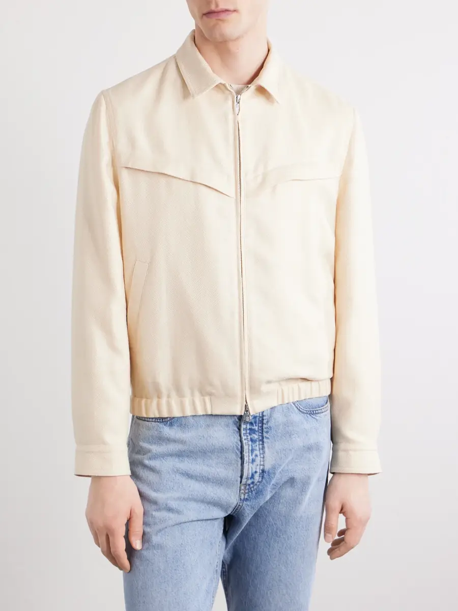Brunello Cucinelli Herringbone Wool, Silk and Linen-Blend Blouson Jacket - Men | Thumbnail 3 Brunello Cucinelli Herringbone Wool, Silk and Linen-Blend Blouson Jacket - Men | Thumbnail 3