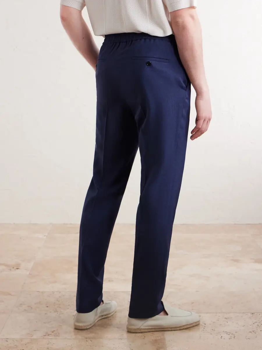 Slowear Tapered Pleated Virgin Wool, Silk and Linen-Blend Drawstring Trousers - Men | Thumbnail 4 Slowear Tapered Pleated Virgin Wool, Silk and Linen-Blend Drawstring Trousers - Men | Thumbnail 4