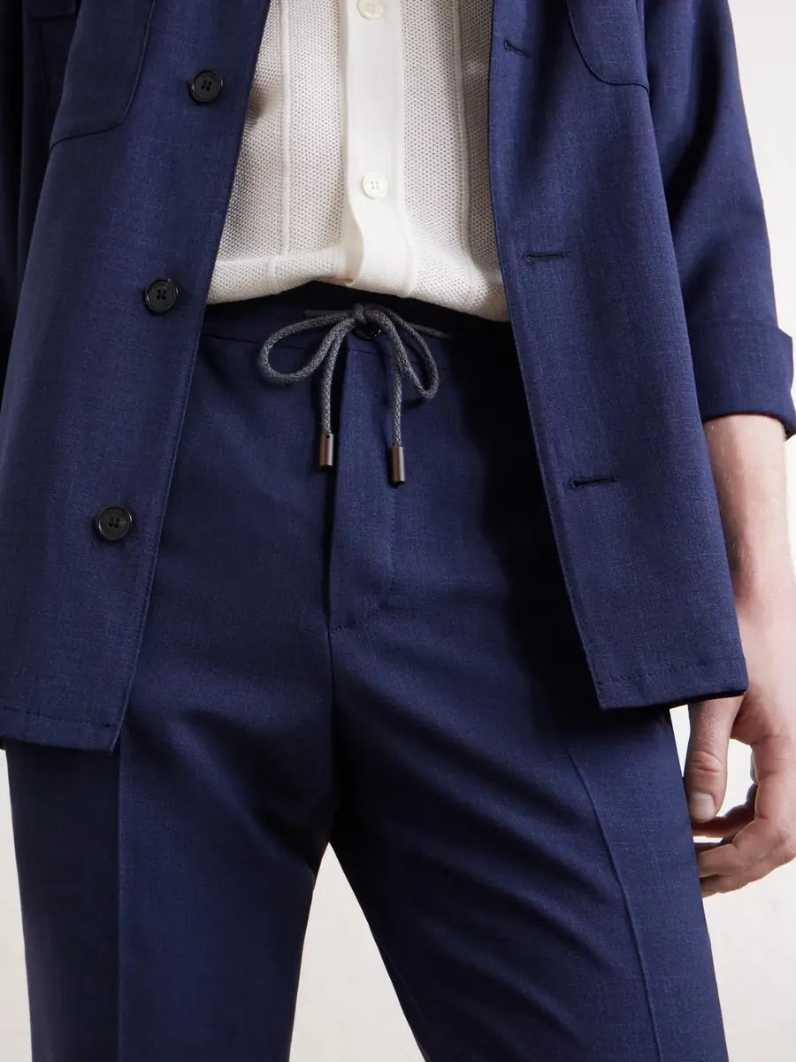 Slowear Tapered Pleated Virgin Wool, Silk and Linen-Blend Drawstring Trousers - Men | Thumbnail 5 Slowear Tapered Pleated Virgin Wool, Silk and Linen-Blend Drawstring Trousers - Men | Thumbnail 5