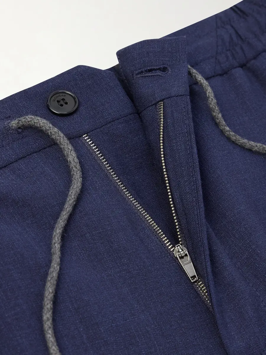 Slowear Tapered Pleated Virgin Wool, Silk and Linen-Blend Drawstring Trousers - Men | Thumbnail 6 Slowear Tapered Pleated Virgin Wool, Silk and Linen-Blend Drawstring Trousers - Men | Thumbnail 6
