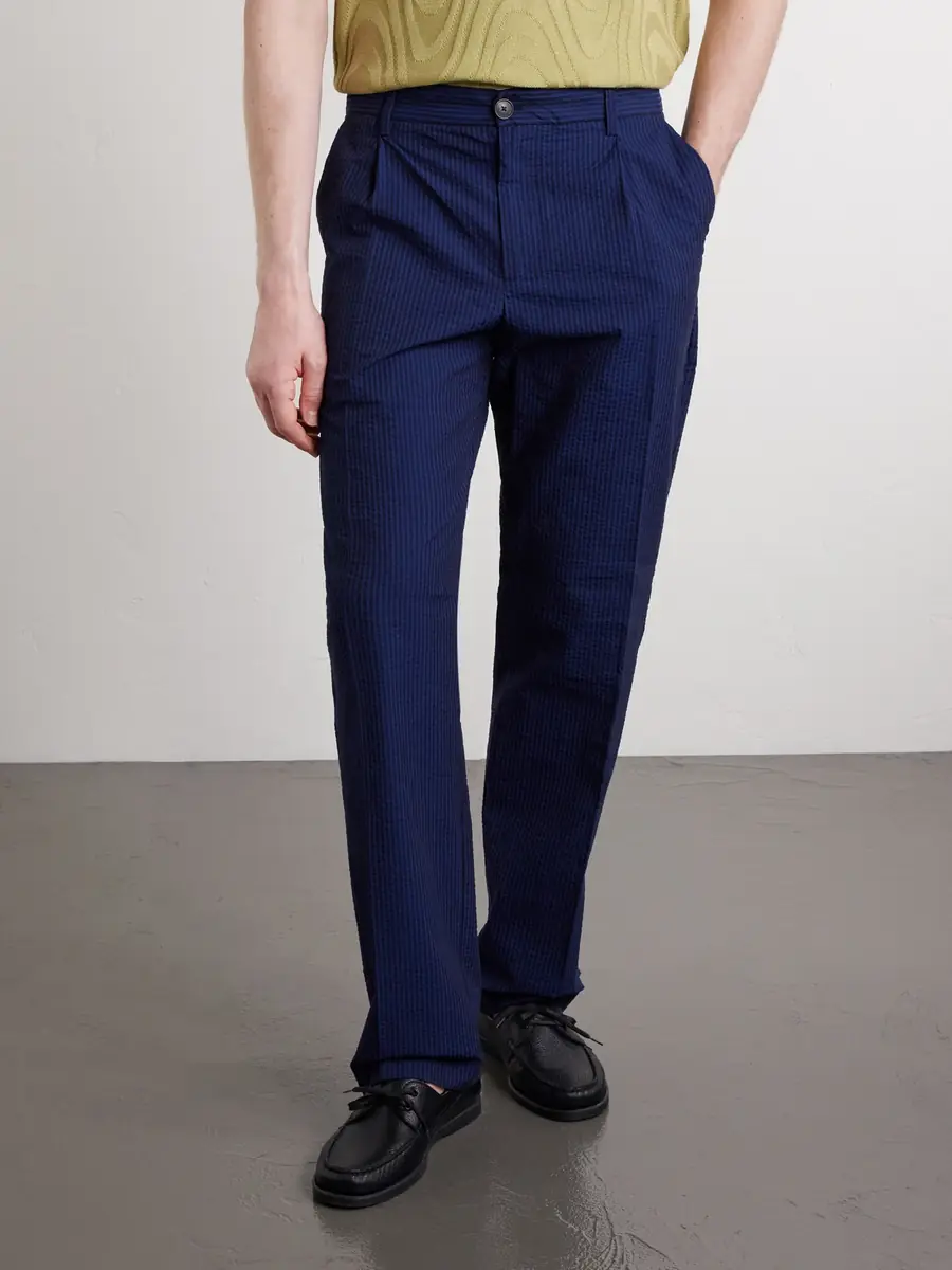 Portuguese Flannel Atlantico Straight-Leg Organic Cotton-Seersucker Trousers - Men | Thumbnail 3