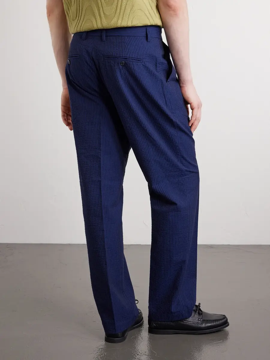 Portuguese Flannel Atlantico Straight-Leg Organic Cotton-Seersucker Trousers - Men | Thumbnail 4