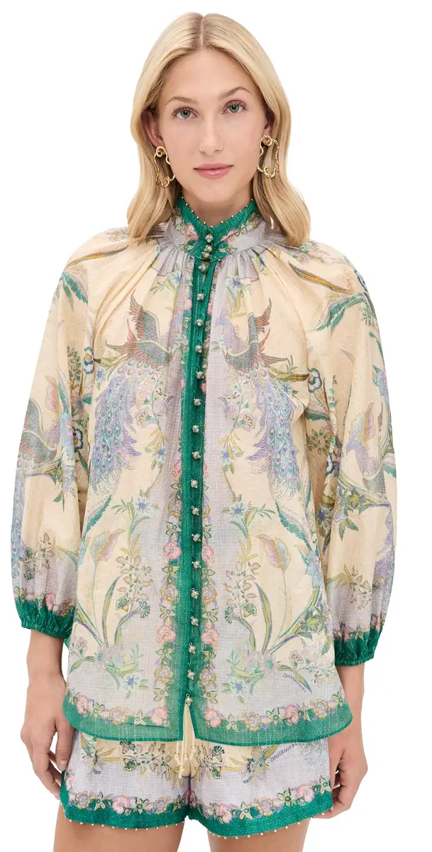 Zimmermann Indra Billow Blouse Cream Scarf Floral | Image 1 Zimmermann Indra Billow Blouse Cream Scarf Floral | Image 1