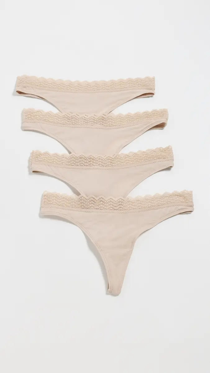 Stripe & Stare Zigzag Lace Thong 4-Pack Sand | Thumbnail 2