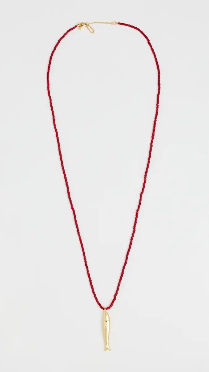 Madewell Large Sardine Beaded Necklace Antique Gold One Size | Thumbnail 4