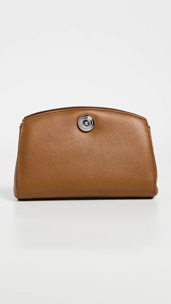 Liffner Pushlock Clutch Saddle Brown Silver Hardware One Size | Thumbnail 2 Liffner Pushlock Clutch Saddle Brown Silver Hardware One Size | Thumbnail 2