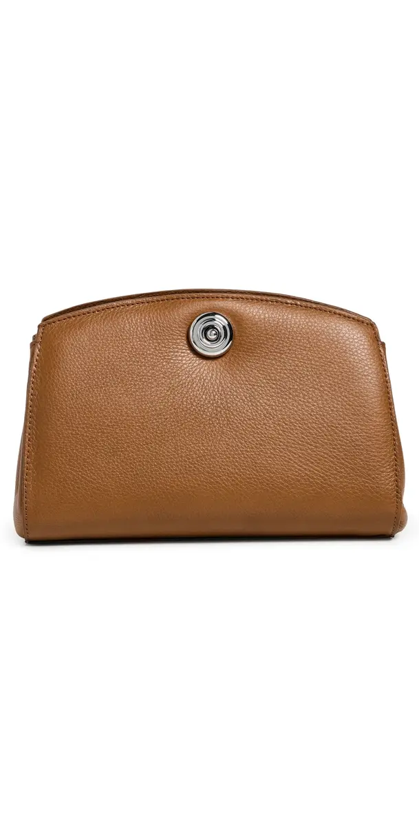 Liffner Pushlock Clutch Saddle Brown Silver Hardware One Size | Image 1 Liffner Pushlock Clutch Saddle Brown Silver Hardware One Size | Image 1
