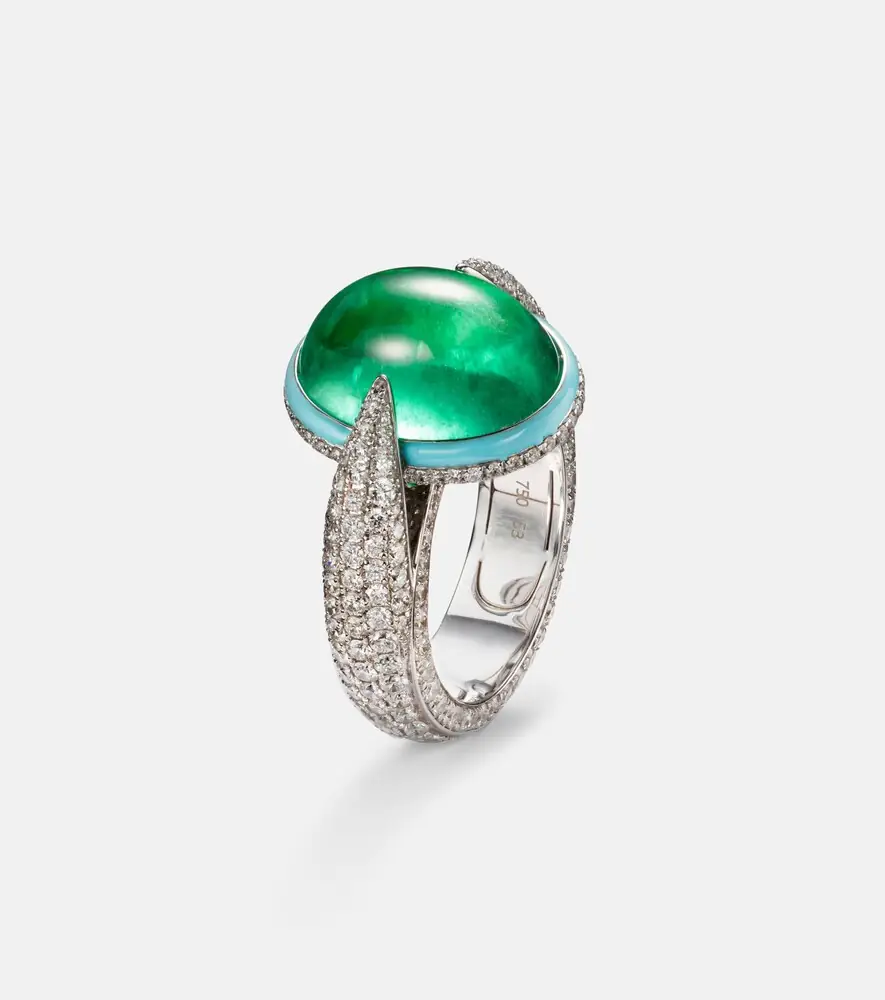 Kamyen 18kt white gold ring with emeralds and diamonds | Thumbnail 3 Kamyen 18kt white gold ring with emeralds and diamonds | Thumbnail 3
