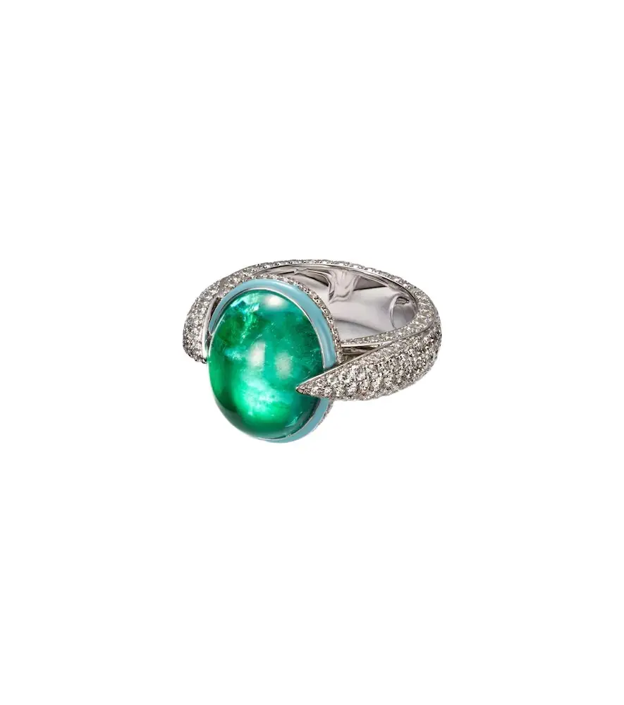 Kamyen 18kt white gold ring with emeralds and diamonds | Image 1 Kamyen 18kt white gold ring with emeralds and diamonds | Image 1