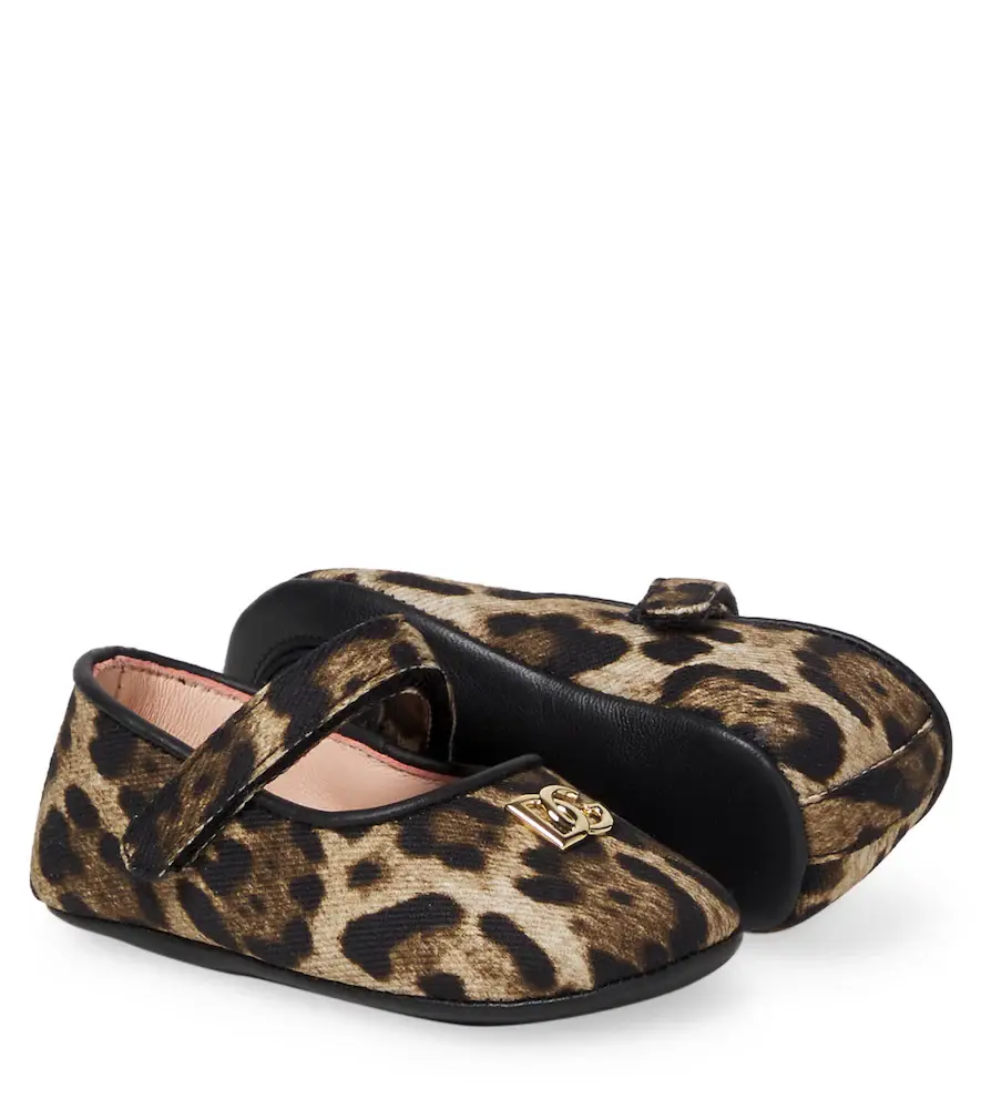 Dolce & Gabbana Kids Baby leather-trimmed leopard-print ballet flats | Thumbnail 2
