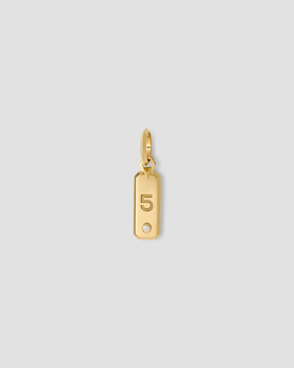 Jennifer Fisher Jennifer Fisher Minimal Block Number Dog Tag in 18K Yellow Gold 4 | Thumbnail 2 Jennifer Fisher Jennifer Fisher Minimal Block Number Dog Tag in 18K Yellow Gold 4 | Thumbnail 2