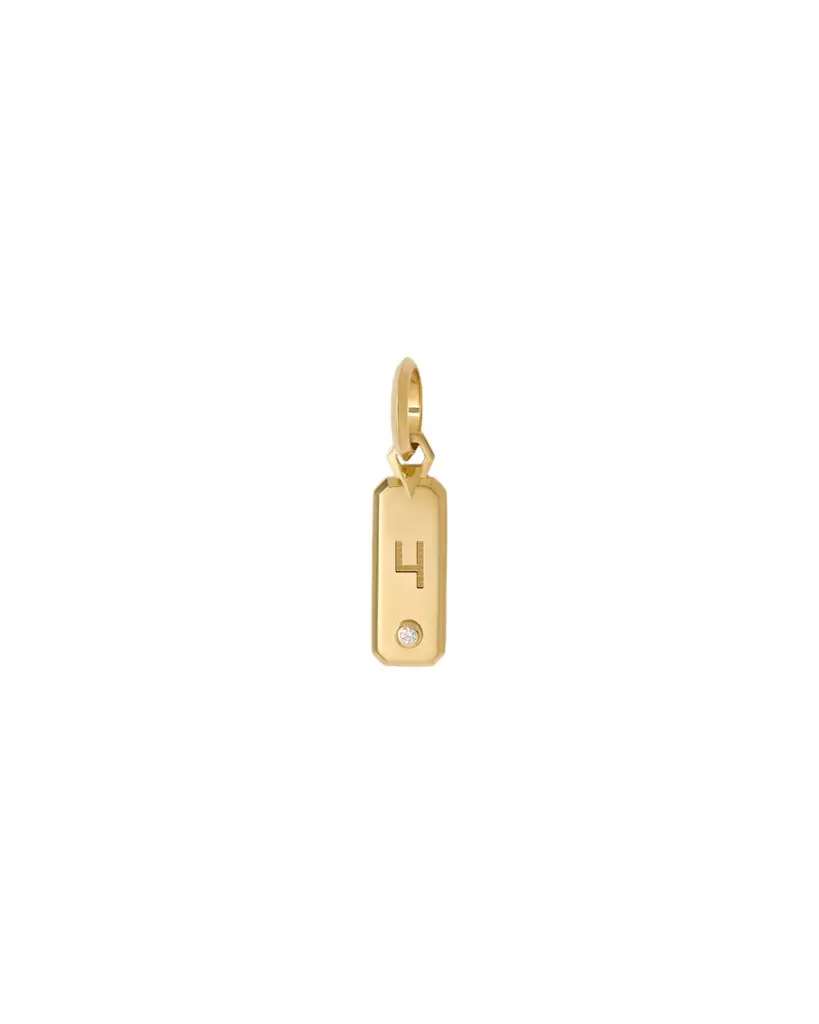 Jennifer Fisher Minimal Block Number Dog Tag in 18K Yellow Gold | Image 1 Jennifer Fisher Minimal Block Number Dog Tag in 18K Yellow Gold | Image 1