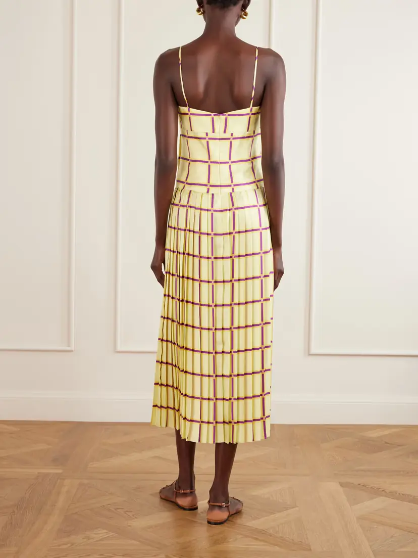 Emilia Wickstead Agata Checked Silk-twill Midi Dress | Thumbnail 3
