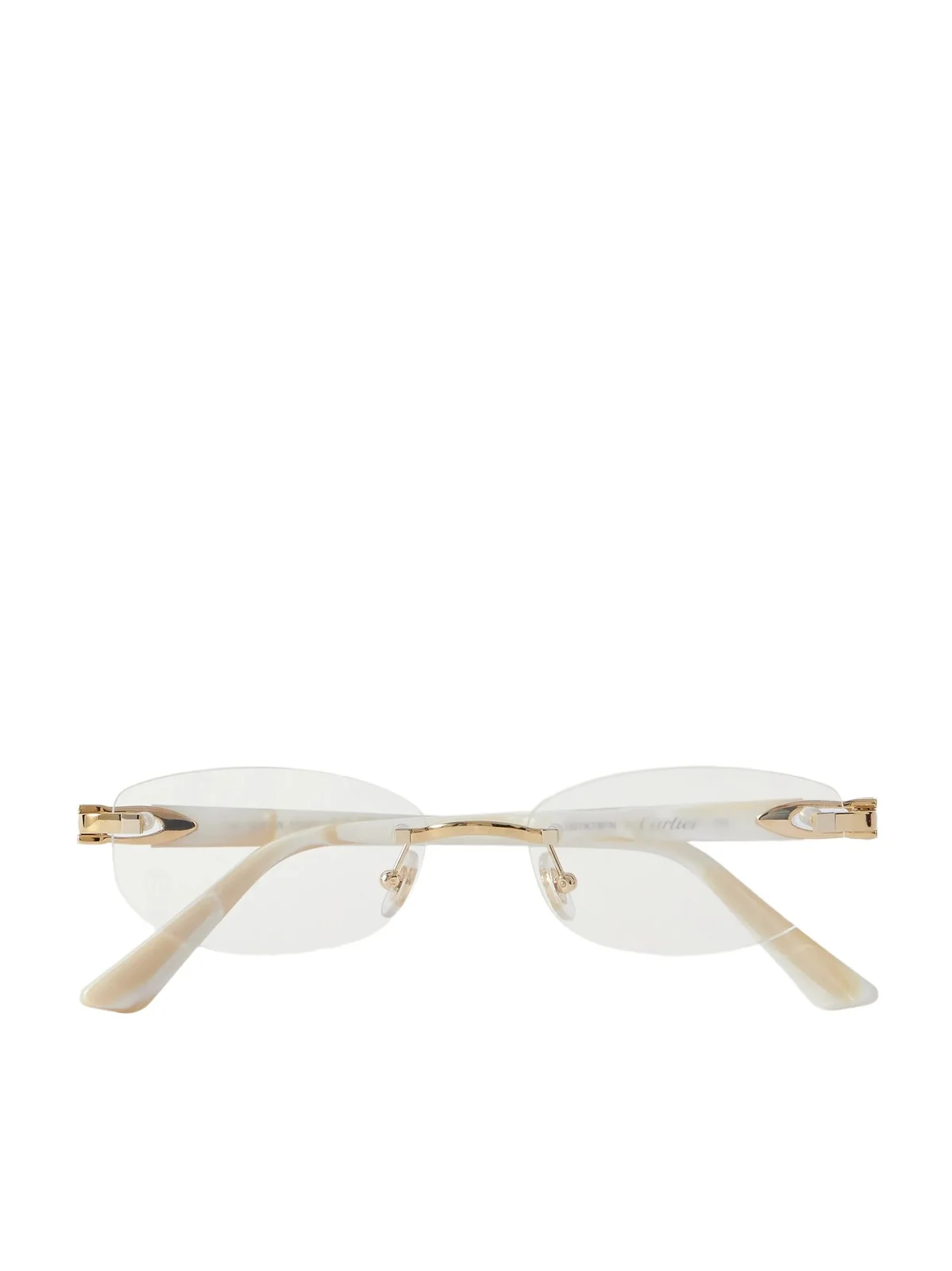Oval-frame Rimless Gold-tone And Acetate Optical Glasses Oval-frame Rimless Gold-tone And Acetate Optical Glasses