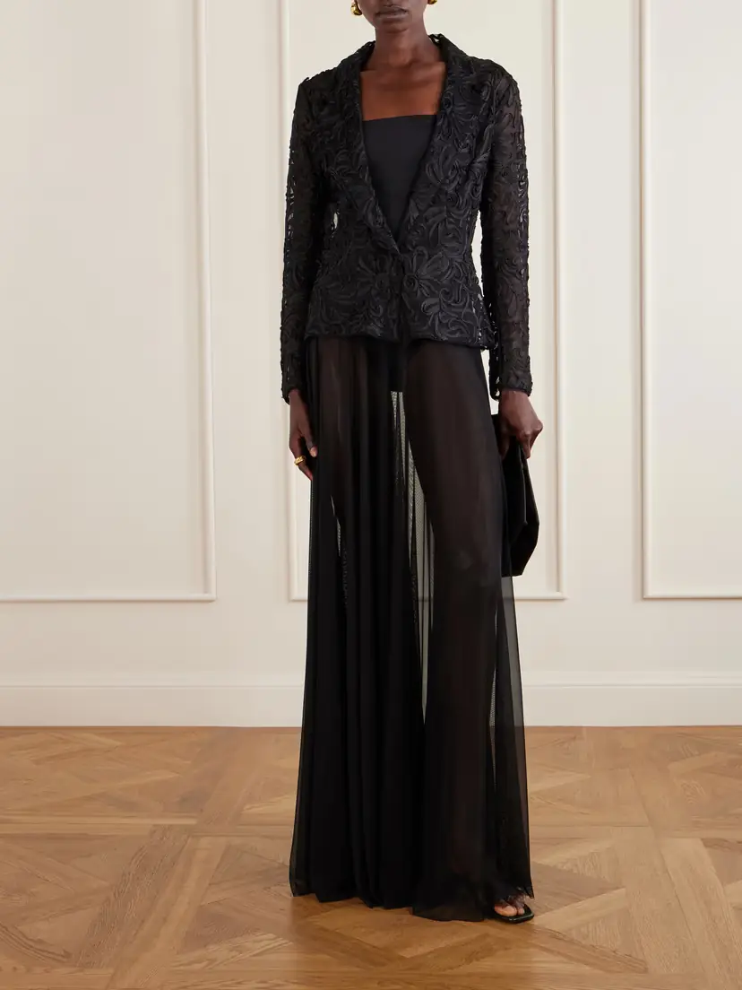 Norma Kamali Embroidered Mesh Evening Jacket | Thumbnail 2 Norma Kamali Embroidered Mesh Evening Jacket | Thumbnail 2
