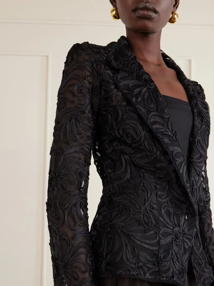 Norma Kamali Embroidered Mesh Evening Jacket | Thumbnail 4 Norma Kamali Embroidered Mesh Evening Jacket | Thumbnail 4