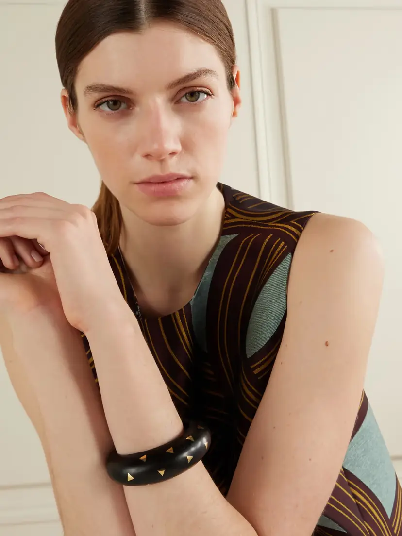 Eleuteri + Van Cleef & Arpels Vintage 1970s 18-karat Gold And Wood Cuff | Thumbnail 2