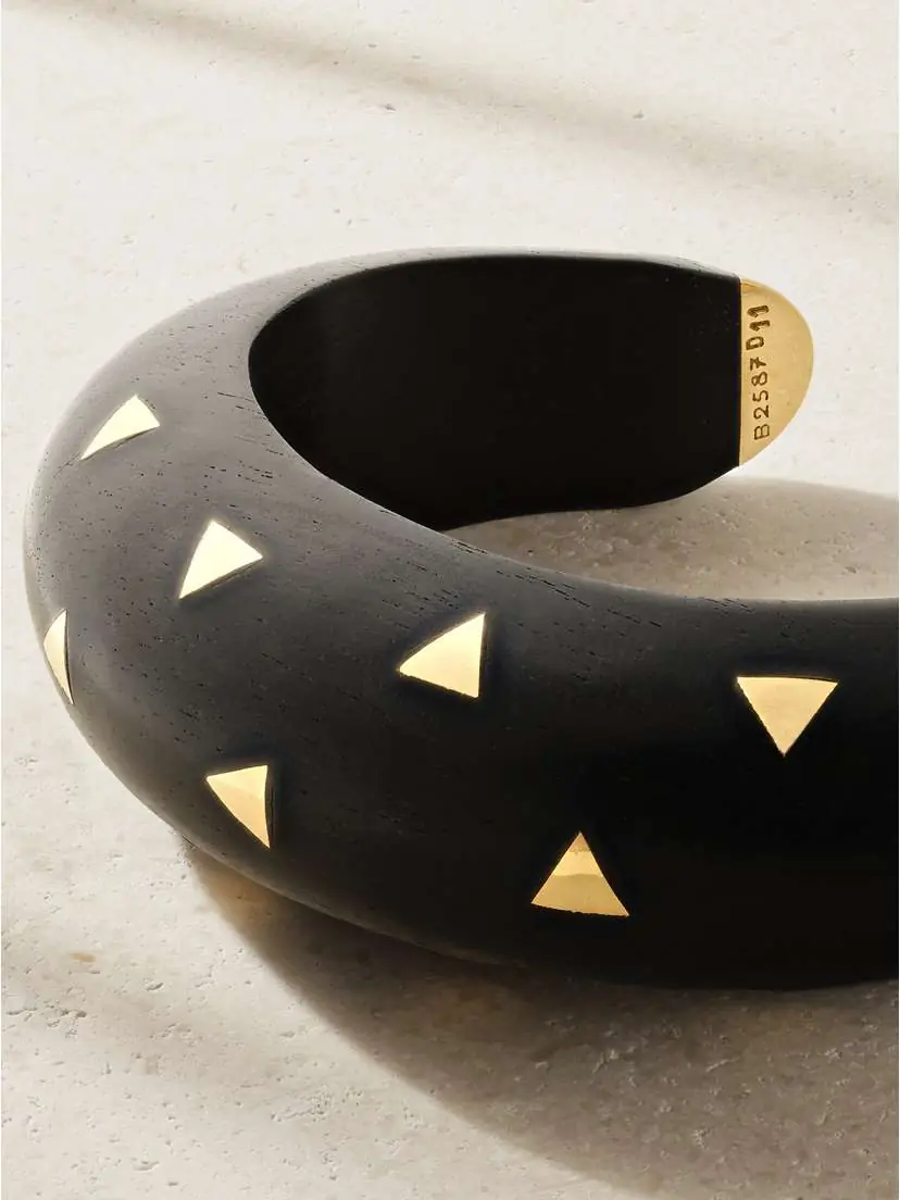 Eleuteri + Van Cleef & Arpels Vintage 1970s 18-karat Gold And Wood Cuff | Thumbnail 4