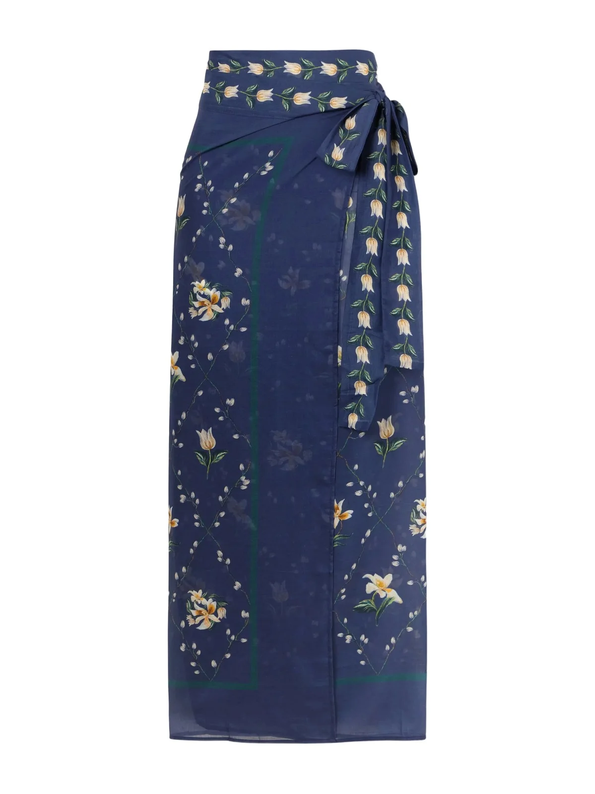 Floral Print Wrap Cotton And Silk-blend Coverup - Blue