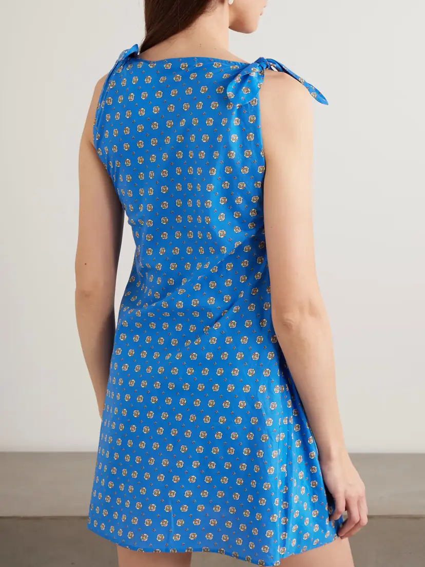 DÔEN Maltina Tie-detailed Printed Cotton And Silk-blend Mini Dress | Thumbnail 3 DÔEN Maltina Tie-detailed Printed Cotton And Silk-blend Mini Dress | Thumbnail 3