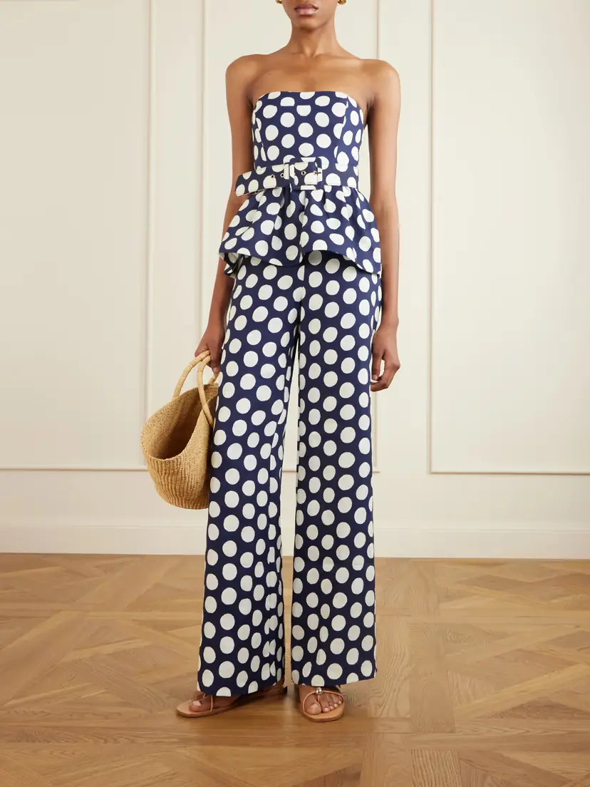 Cara Cara Tilda Strapless Belted Peplum Polka Dot Linen Top | Thumbnail 2 Cara Cara Tilda Strapless Belted Peplum Polka Dot Linen Top | Thumbnail 2