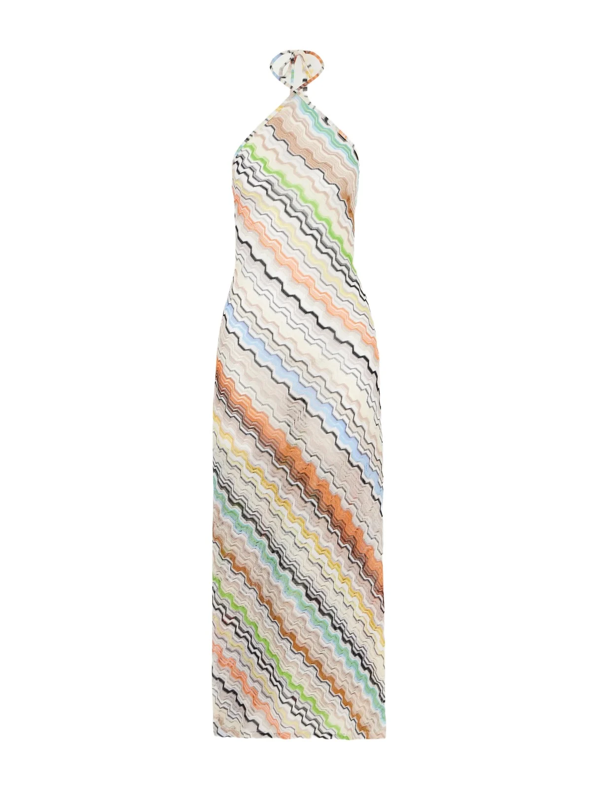 Striped Crochet-knit Halterneck Maxi Dress
