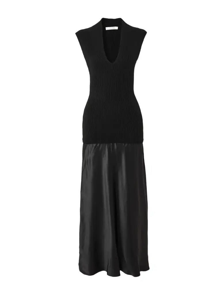Christopher Esber Ribbed Cashmere And Silk-satin Maxi Dress | Image 1 Christopher Esber Ribbed Cashmere And Silk-satin Maxi Dress | Image 1