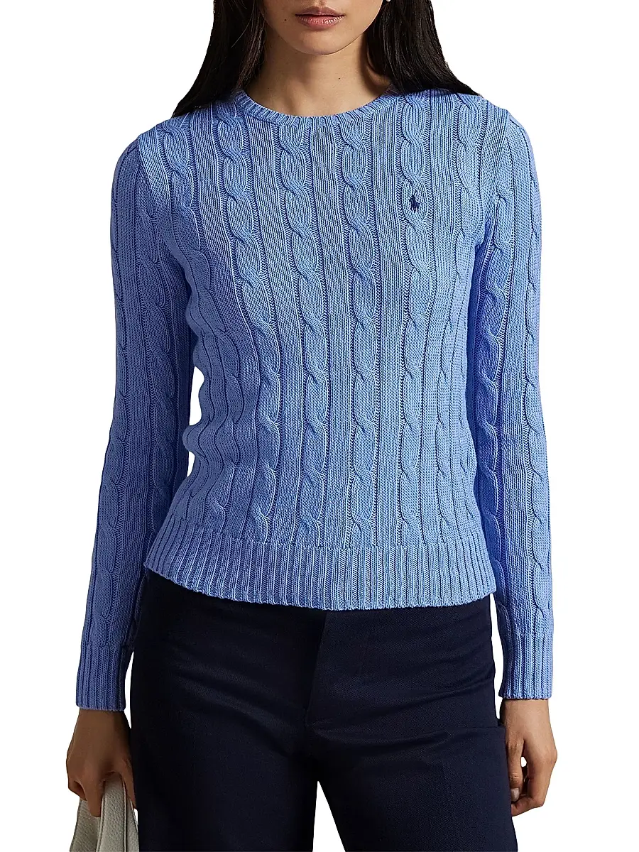 Polo Ralph Lauren Women's Julianna Cable-Knit Cotton Crewneck Sweater | Thumbnail 3 Polo Ralph Lauren Women's Julianna Cable-Knit Cotton Crewneck Sweater | Thumbnail 3