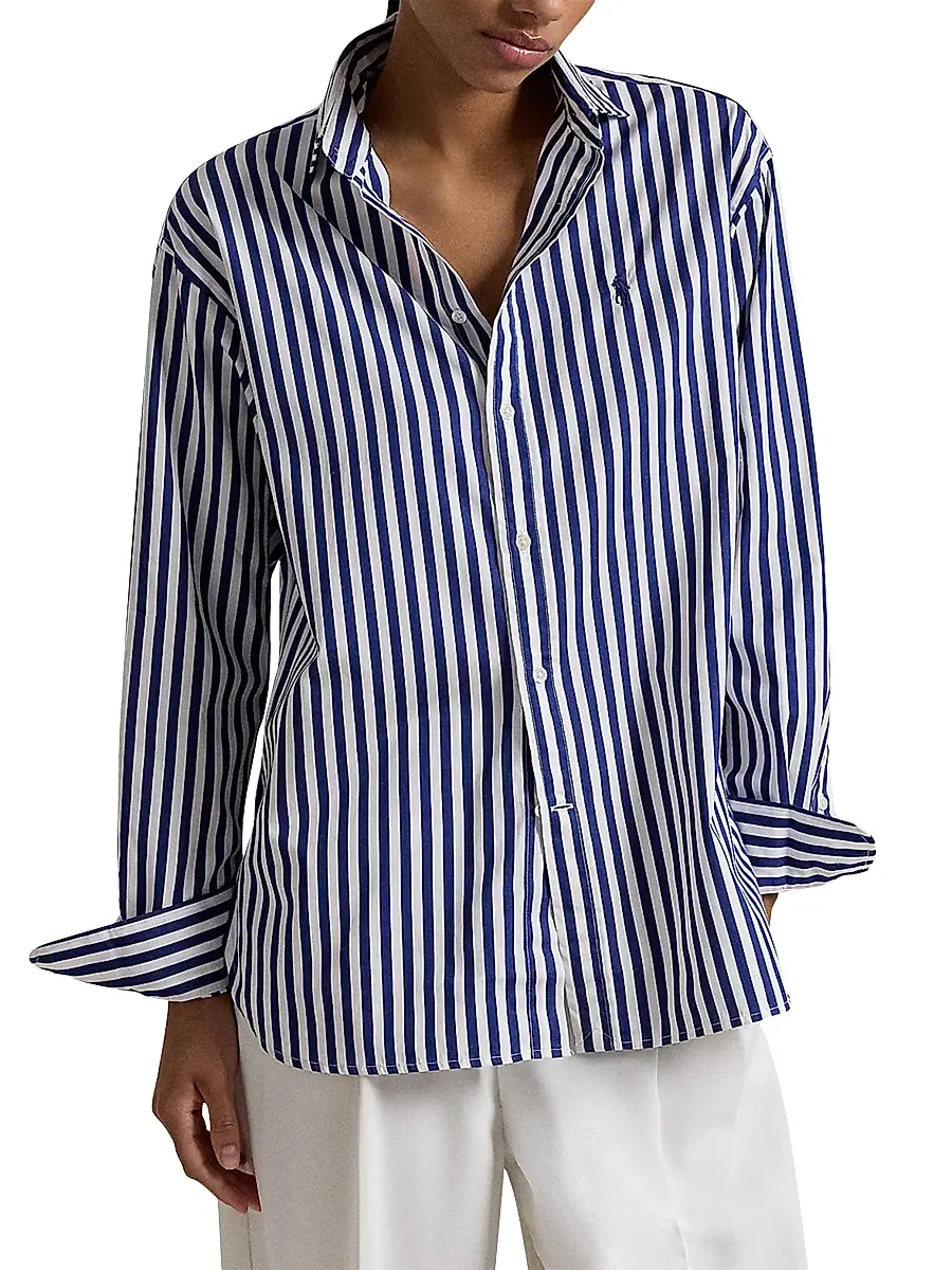 Polo Ralph Lauren Women's Striped Oversized Cotton Shirt | Thumbnail 3 Polo Ralph Lauren Women's Striped Oversized Cotton Shirt | Thumbnail 3