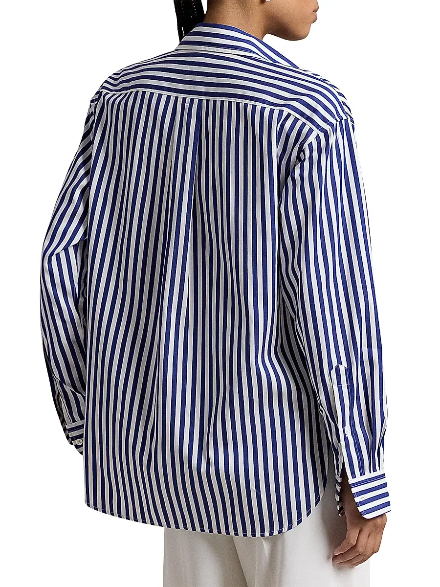 Polo Ralph Lauren Women's Striped Oversized Cotton Shirt | Thumbnail 4 Polo Ralph Lauren Women's Striped Oversized Cotton Shirt | Thumbnail 4