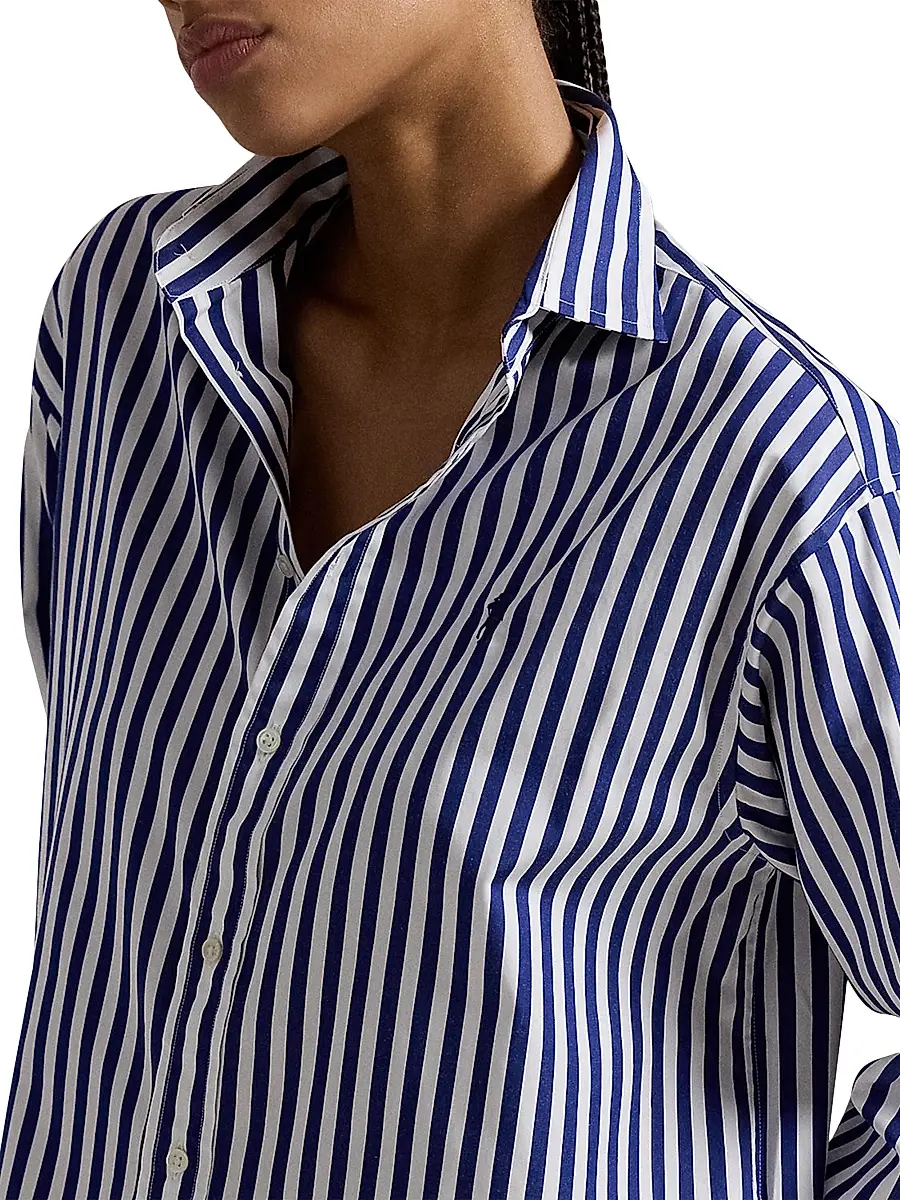 Polo Ralph Lauren Women's Striped Oversized Cotton Shirt | Thumbnail 5 Polo Ralph Lauren Women's Striped Oversized Cotton Shirt | Thumbnail 5