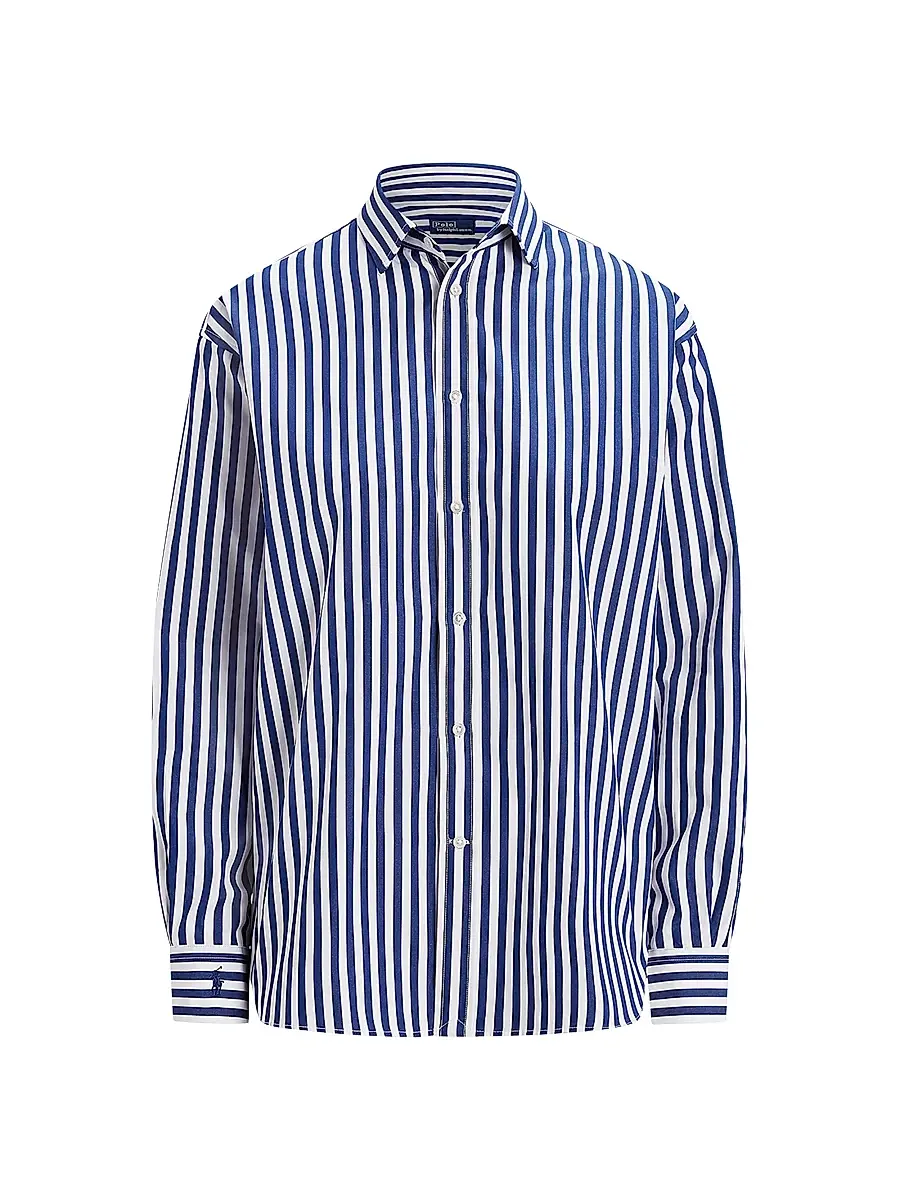Polo Ralph Lauren Women's Striped Oversized Cotton Shirt - Blue White | Image 1 Polo Ralph Lauren Women's Striped Oversized Cotton Shirt - Blue White | Image 1